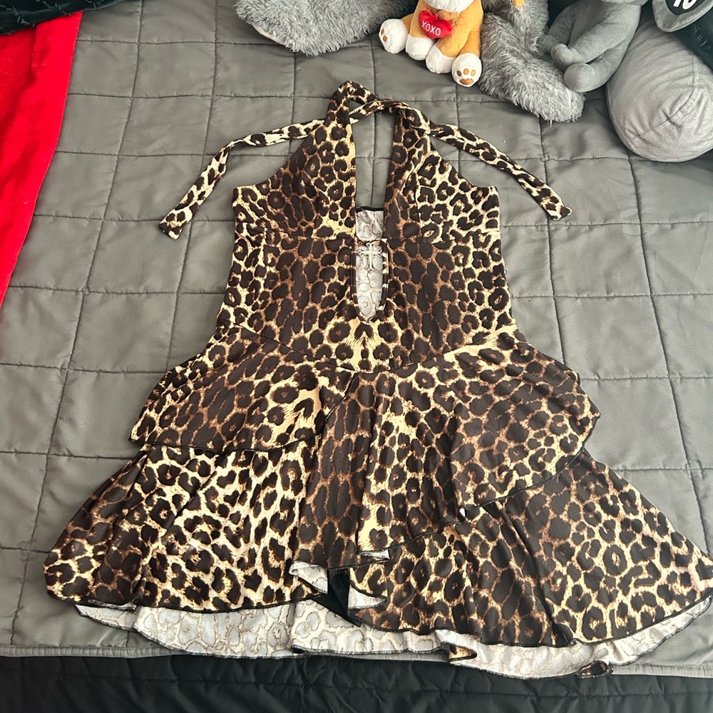 Leopard Print Halter Dress